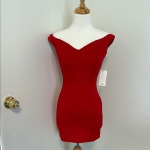 Elegant Red Off-Shoulder Dress